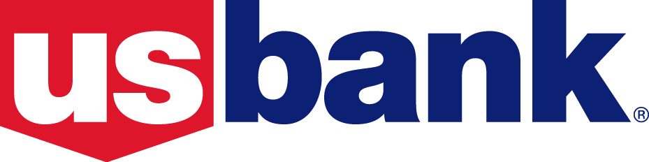 US Bank logo - US White text on Red and bank is dark blue on white